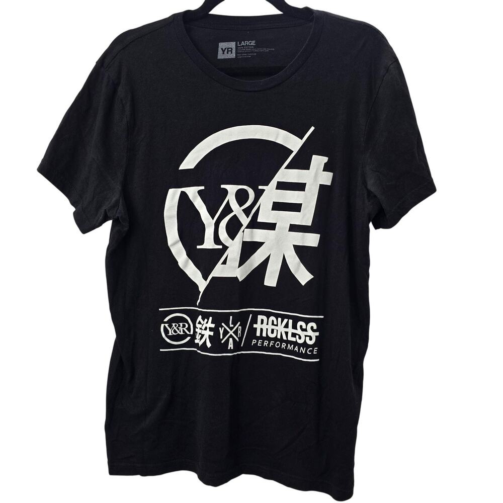 Young & Reckless Shirt Mens Large Black Graphic Logo Tee Streetwear Performance